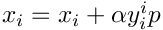 $x_i=x_i+\alpha y_i^ip$