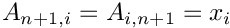 $A_{n+1,i}=A_{i,n+1}=x_i$