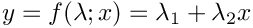 $y=f(\lambda;x)=\lambda_1+\lambda_2x$