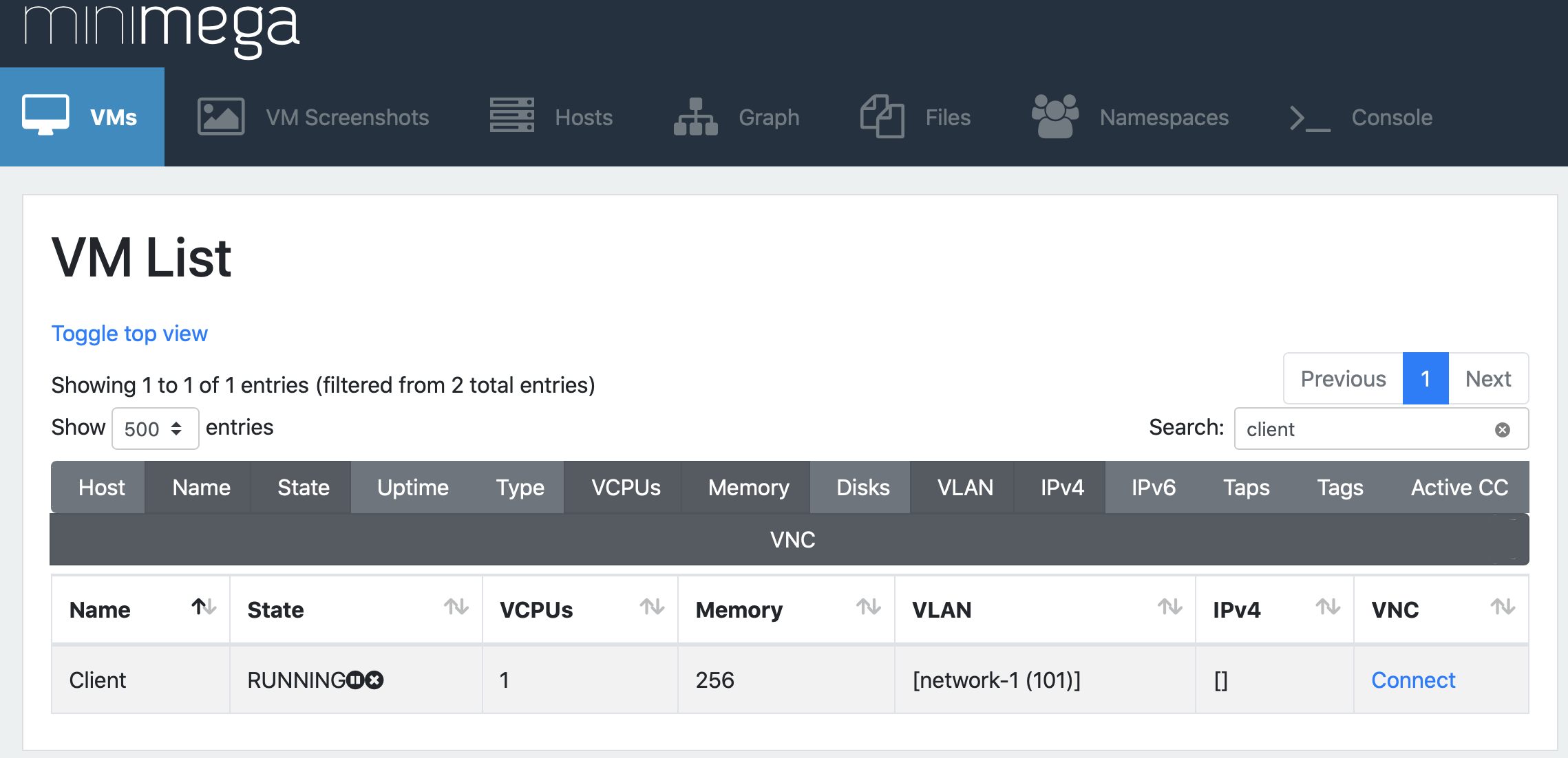 Searching for ``client`` in miniweb.