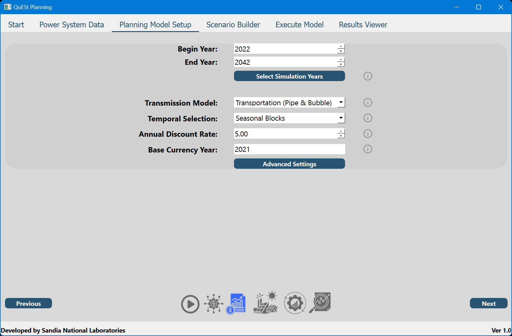 Planning Model Setup
