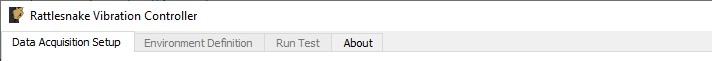 Rattlesnake GUI tabs when running a single environment with no system identification phase.
