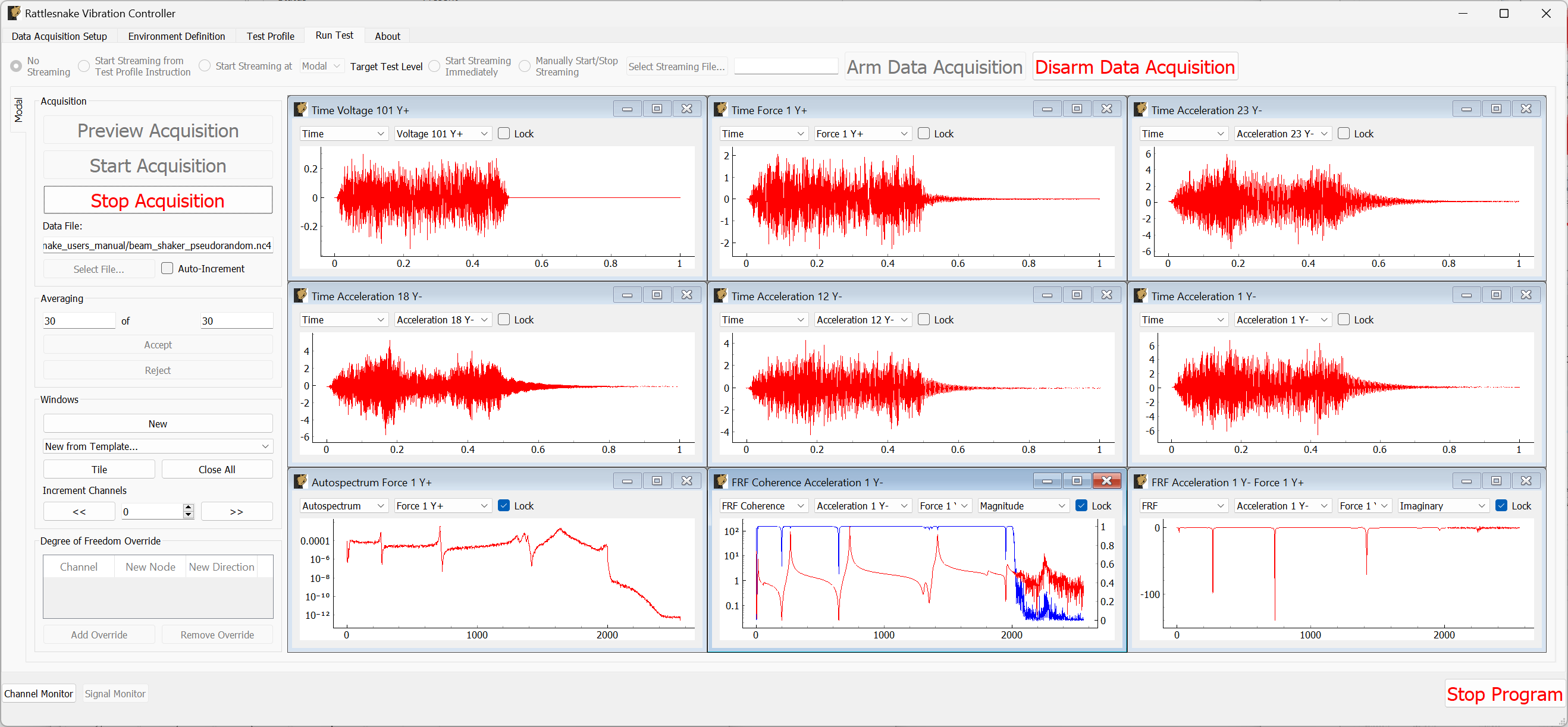 Previewing the measurement with the updated parameter set.