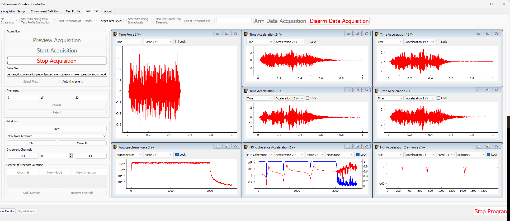 Previewing the measurement with the updated parameter set.