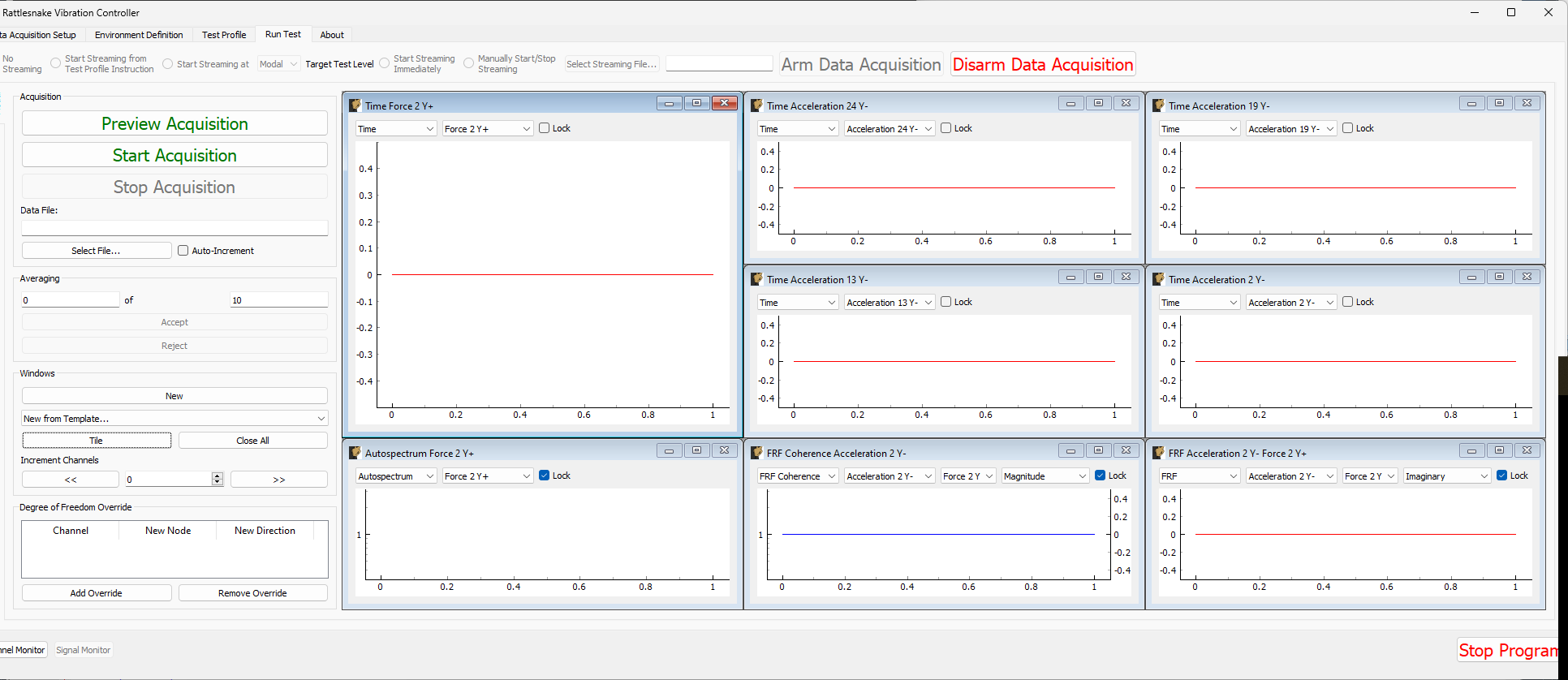 Run Test tab with modal windows created.