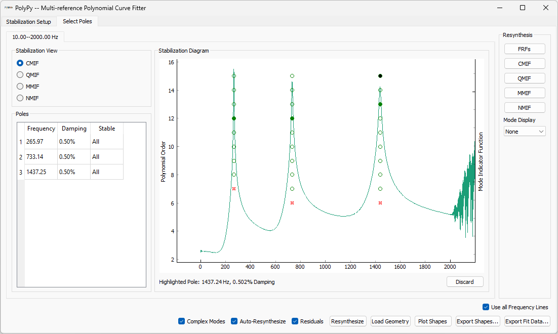 Selecting stable poles