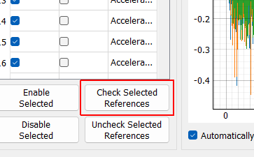 Check Selected References Turns the selected channels into reference channels for computing FRFs
