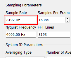 Sample Rate Sample rate in samples per second of the data acquisition hardware, for display only. This is a global parameter and must be set in the Data Acquisition Setup tab.