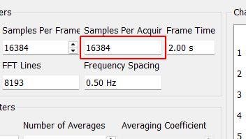 Samples per Acquire Number of samples that the control process processes at a time. This will be equal to the Samples per Frame * (1 - Overlap Percentage / 100). This need not correspond to the read or write size of the data acquisition system as the control process acquisition is buffered.