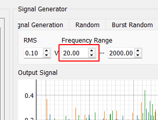Pseudorandom Minimum Frequency Minimum frequency of the pseudorandom excitation