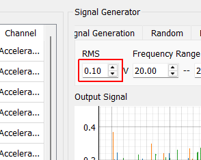 Pseudorandom RMS RMS voltage of the pseudorandom excitation
