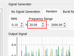 Random Minimum Frequency Minimum frequency cutoff for the random vibration signal.