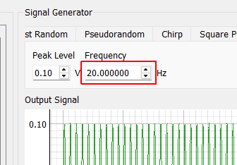 Sine Wave Frequency Frequency of the sinusoidal excitation