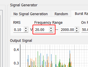 Burst Random Minimum Frequency Minimum frequency of the burst excitation