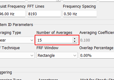 Number of Averages The number of averages used to compute the frequency response functions.