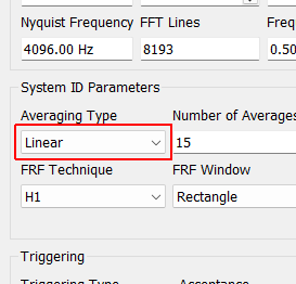 Averaging Type Specifies how averaging is performed. Linear averaging weights all measurement frames equally. Exponential averaging weights more recent frames more heavily.