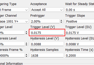 Trigger Level (V) Level to trigger at in volts. This property is read only and displayed for the user’s convenience.