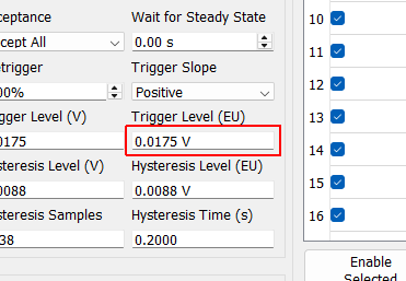 Trigger Level (EU) Level to trigger at in Engineering Units. This property is read only and displayed for the user’s convenience.