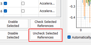Uncheck Selected References Turns the selected channels into response channels for computing FRFs
