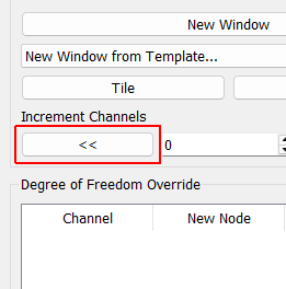 << (Decrement Channels) Decrement channels in visualization windows by the specified number of channels, except for windows that are locked.