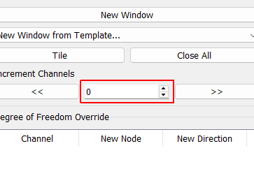 Channel Increment Select the number of channels to increment all windows by.  This is useful to quickly move through all channels in a test.