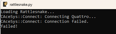 An example issue where the Quattro fails to connect.
