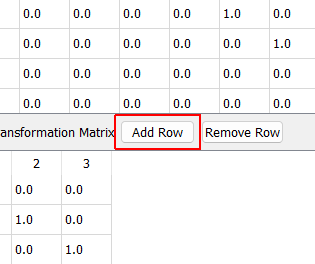 Output Transformation Matrix Add Row Add a virtual excitation channel to the output transformation