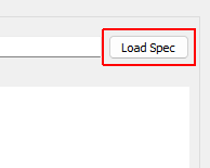 Load Spec When clicked, opens a file dialog box to select a specification file to load.