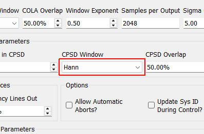 CPSD Window Window function to use when computing CPSDs.