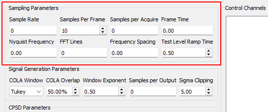 Sampling Parameters Settings