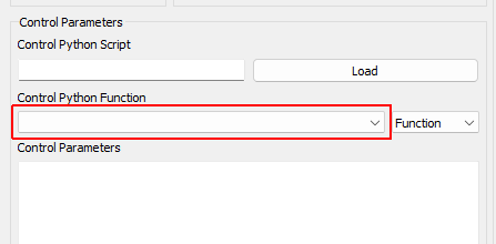 Control Python Function Selects the function, generator function, or class in the Python script to use as the control law.