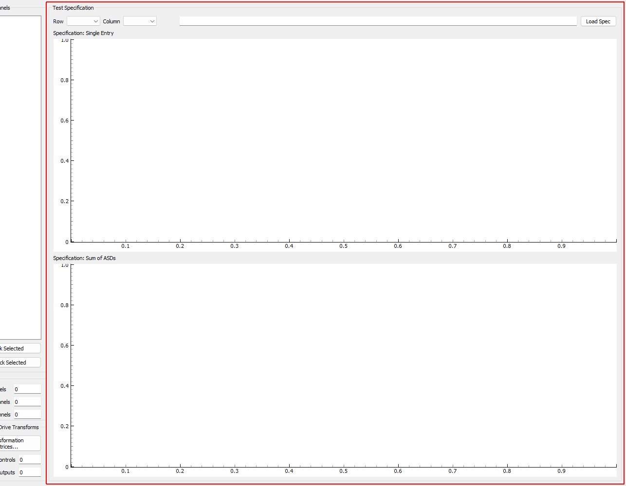 Test Specification Settings