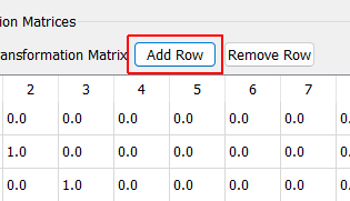 Response Transformation Matrix Add Row Add a virtual control channel to the response transformation