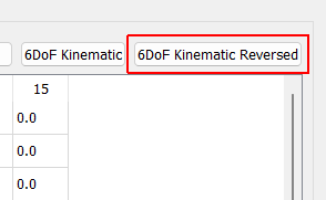 Response Transformation 6DoF Kinematic Reversed Sets the response transformation matrix to a kinematic transformation matrix based on a typical 6-DoF shaker configuration, such as that found in the Team Tensor shaker. This default switches the signs on some of the coefficients based on shaker wiring.