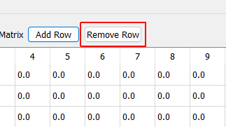 Response Transformation Matrix Remove Row Remove the selected virtual control channel from the response transformation