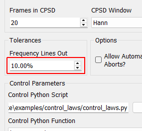 Frequency Lines Out Percentage of control frequency lines that can fall outside of limits before triggering warnings/aborts.