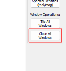 Close All Windows Closes all visualization windows