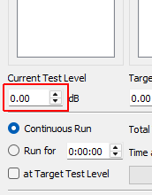 Current Test Level Current test level in dB.  0 dB is the actual test level from the specification.