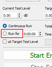 Run for (timed run) Run the environment for a specified amount of time