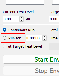 Run for (timed run) Run the environment for a specified amount of time