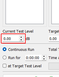 Current Test Level Current test level in dB. 0 dB is the actual test level from the specification.