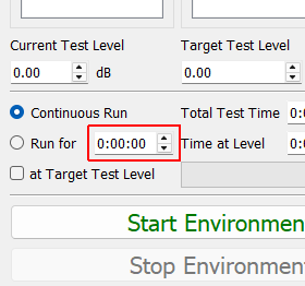 Run Time Amount of time that the environment will run for.