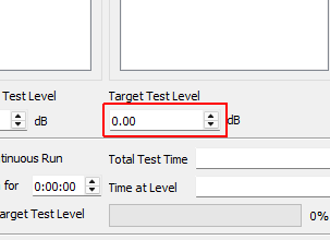 Target Test Level Target test level in dB.  This can be used to automatically trigger streaming or used to stop the controller after a specified amount of time.