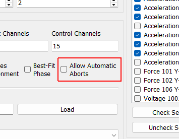 Allow Automatic Aborts If checked, the controller will abort if any abort threshold is reached.