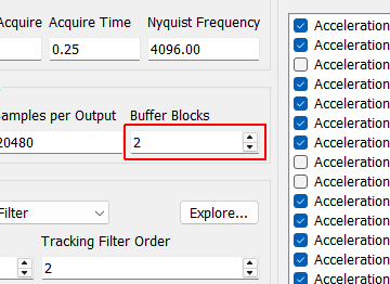 Buffer Blocks The number of blocks to keep in the signal generation buffer.  A smaller number will make the controller more responsive but also increase the risk of underflow issues which will stop the test abruptly and may damage test hardware.