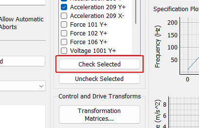Check Selected When clicked, any selected channels in the Control Channels list will be checked, and therefore used as control channels in the environment.