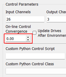 On-line Control Convergence A scale factor on the on-line closed loop control.  Smaller values will make the controller converge more slowly but may increase stability.