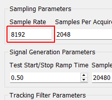 Sample Rate Sample rate in samples per second of the data acquisition hardware.  This is a global parameter and must be set in the Data Acquisition Setup tab.