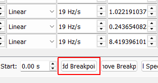 Add Breakpoint Adds a row to the breakpoint table, warning table, and abort tables.