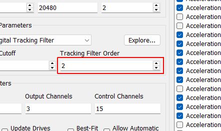 Tracking Filter Order This value allows the user to specify the order of the filter used in the digital tracking filter.